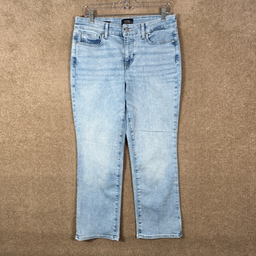 NYDJ Marilyn Straight Jeans Womens 10 Light Blue Wash Lift Tuck Denim Stretch